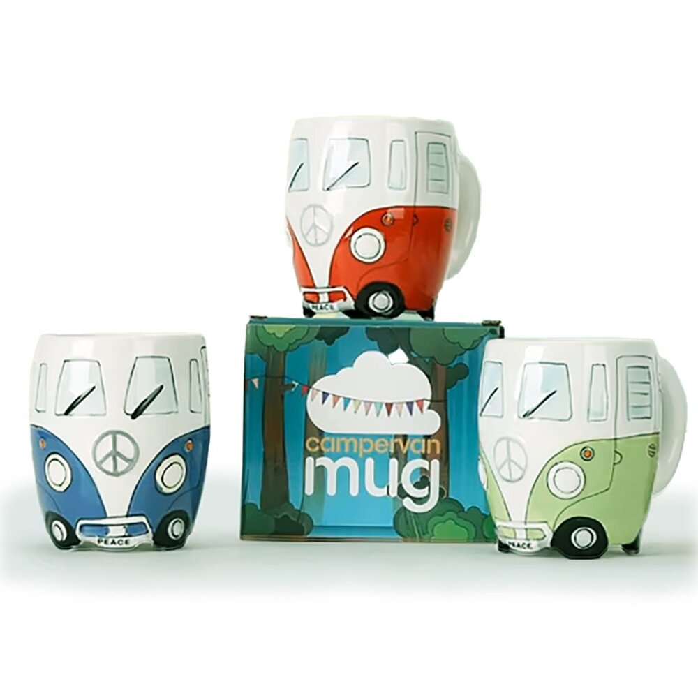 NEW 16 oz Green Retro Hand Painted Hippie Camper Peace Van Ceramic Porcelain Mug - Picture 9 of 10